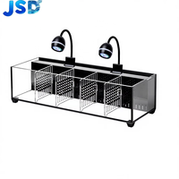 Aquarium en verre JSD multi-compartiments pour poissons Betta, 7,87 x 19,69 pouces, avec filtre arrière et pompe à lumière ponctuelle