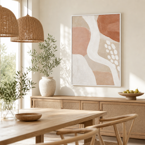 <span class=keywords><strong>Peinture</strong></span> sur toile abstraite beige terre cuite aux formes courbes, encadrée, grande taille, décoration murale moderne pour salon - Product Image 5