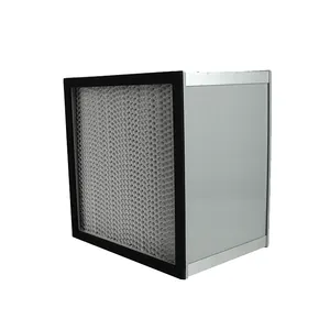 Alüminyum çerçeve H13 H14 99.97% 99.995% derin pilili ayırıcı Hepa hava filtresi fıçı tahtası ile galvanizli çelik çerçeve