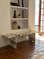 Table d'appoint basse à dessus en marbre rectangle nordique banc de table basse contemporain fabriqué à la main en marbre d'alto Calacatta