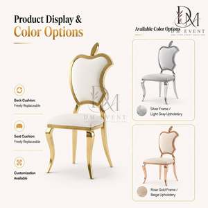 <b>Gold</b> Apple Shape Open Back Stainless Steel Event <b>Chair</b> with White Cushion for Wedding and Hotel Banquets Wholesale Seating - Product Image 5