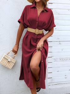 Abito Midi Estivo da Donna 2026 - Vestito Elegante Casual <span class=keywords><strong>con</strong></span> Colletto a Risvolto e Maniche Corte Monopetto - Product Image 5