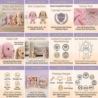 Jouet en peluche lapin brodé ODM en gros, mignon, en coton biologique, rembourrage en coton PP, tissu super doux, doublure en maille, anti-stress
