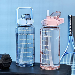 Tasse à eau de sport de grande capacité de 2000ml pour femmes avec paille Bouilloire en plastique à boire direct pour les visites d'été Internet célébré - Product Image 2