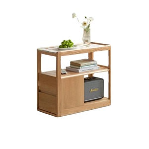 Solid Wood Slab Side <b>Table</b> With Storage For Living Room Small Apartment Corner Cabinet Narrow <b>Sofa</b> Side <b>Table</b> - Product Image 4