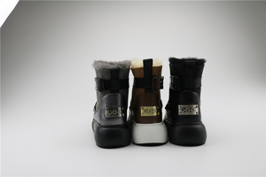 Верхняя стелька из овечьей шерсти EVA, уличные меховые мужские зимние сапоги из коровьей замши - Product Image 2