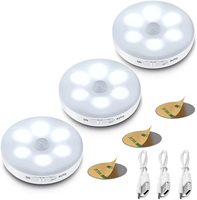 Lumière de placard sans fil rechargeable à capteur de mouvement circulaire sous l'armoire avec corps lumineux en aluminium