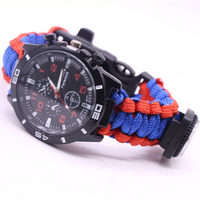 Bracelet en paracorde EDC, kit de survie multifonctionnel, montre en paracorde, sifflet, corde de sauvetage d'urgence pour l'extérieur, bracelet avec couteau, camping
