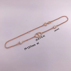 New Dainty 18k Real Gold <b>Fine</b> Chain Cubic Zirconia Charm Pig Nose Pendant Bracelet 18k Gold Jewelry Real with Diamond for Women - Product Image 6