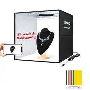 PULUZ 40cm Folding Portable Ring Light USB Photo Lighting Studio with 6 x Dual-side Color Backdrops Photography Studio