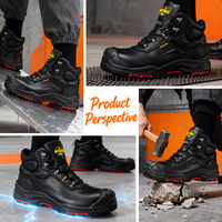 Sepatu Keselamatan Kulit Nubuck Full Grain Anti Air, Model Tinggi dengan Pelindung Baja di Ujungnya, untuk Laboratorium Kimia, Pabrik, dan Lokasi Industri