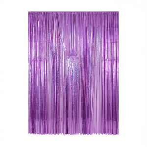 Pannello per tenda in plastica viola con tasca per asta da 12 pollici, decorazione traslucida per finestra del soggiorno, stile moderno - Product Image 1