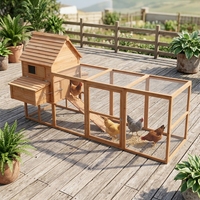 Poulailler carré moderne en bois pour l'extérieur avec porte coulissante, enclos sécurisé, grande poulailler ventilée pour jardin