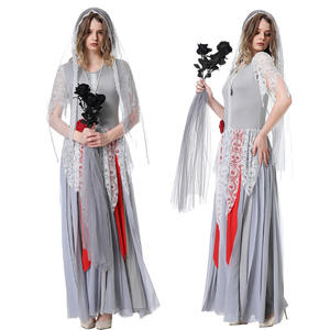 Robe de mariée fantôme d'Halloween, imprimé crâne, robe pour femmes, costume de fête de carnaval, cosplay, performance scénique, tenue de convention de bande dessinée - Product Image 3