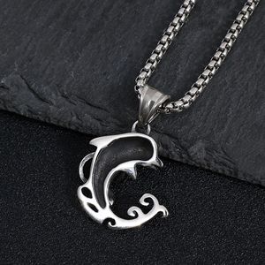 Yunnique – collier avec pendentif dauphin en acier inoxydable, bijoux unisexes, cadeau, pendentif en forme d'animal, à la mode - Product Image 3