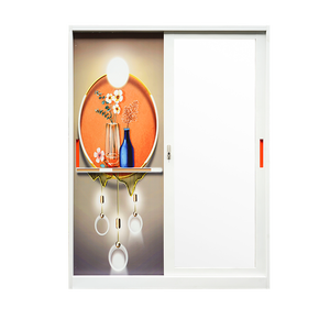 2024 modello di impronta Almirah metallo armadio moderno 2 porte scorrevoli in ferro camera da letto mobili acciaio armerie convertibili pieghevole - Product Image 3