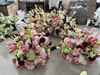 Susunan Bunga Bola Berkualitas Tinggi PPS Warna Pink Hijau dari Sutra untuk Dekorasi Pernikahan, Acara, dan Centerpiece Meja Rumah