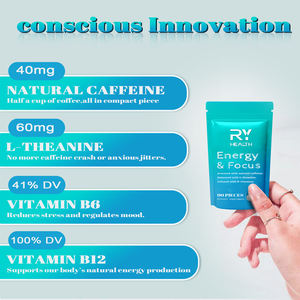 Energi OEM kafein gusi (54 buah)-bebas gula dengan l-theanine + kafein + Vitamin B12 & B6 rasa Peppermint - Product Image 2