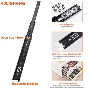 AOLISHENG引き出しスライド伸縮式チャンネルボールベアリングフルエクステンション45mm家具ハードウェアキッチン引き出しレール - Product Image 6