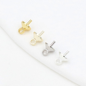 Colgante de Perla de Plata en Espiral con Ojo de Perla y Pin de Ojo, Chapado en Oro de 14K, Diseño de Ojo de Ocho, para Bricolaje, con Medio Agujero B26 - Product Image 4