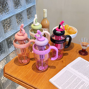 2025 công suất lớn mùa hè rơm cup mới cao cấp xuất hiện chai nước nhựa may mắn bụng cup với thiết kế gió đáng yêu - Product Image 1