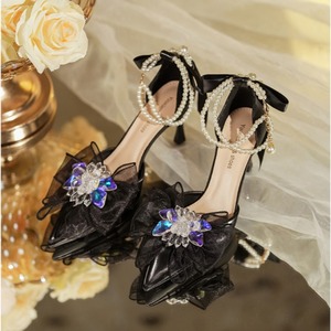 Pointed Toe Bridal Pumps With Pearl Ankle Strap Floral Decoration High Heel Wedding <strong>Shoes</strong> <strong>Size</strong> <strong>35</strong> 36 37 38 39 40 - Product Image 4