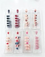Lot de 12 faux ongles français en gel souple ABS de haute qualité, forme cercueil, longs, couvrance totale