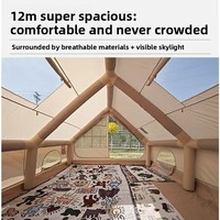 Carpa Inflable de Lujo Grande para Glamping, Casa de Lona para 4-6 Personas, Impermeable para Acampar al Aire Libre, 3 Estaciones, con 12 Ventilaciones y Orificio para Estufa