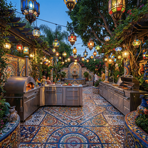 ครัวกลางแจ้งแบบโมดูลาร์อเนกประสงค์ระดับไฮเอนด์ ทำจากสแตนเลส 304 ทนไฟ สำหรับบ้านพักตากอากาศ พร้อมเตาบาร์บีคิว - Product Image 2