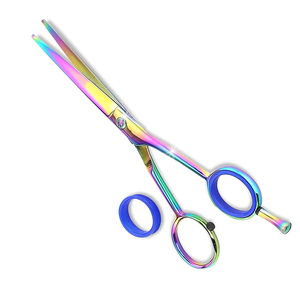 Rainbow Color Barber Scissors Stainless Steel Razor <b>Edge</b> Ultra Sharp <b>Rubber</b> Handle Foldable Salon Hair Cutting Shears Wholesale - Product Image 1