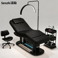 Lit de beauté électrique de luxe noir, mobilier de salon unique, lit de massage à 4 moteurs, lit de soins synthétique, lit pour extensions de cils