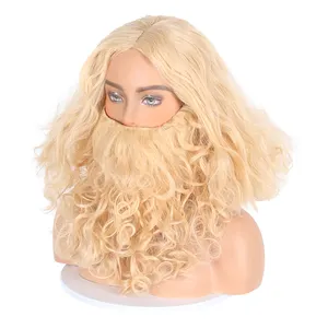 Noel rol yapma sakal seti, noel peruk sakal tatil prop seti, yapma noel peruk ve sakal dekorasyon peruk seti