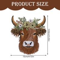 Nouvelles écussons brodés personnalisés en forme de vache avec un grand motif floral, à repasser sur les vêtements, les accessoires et les chapeaux