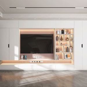 Meuble TV en bois de style ancien, aspect élégant, design extensible et réglable pour le salon, espace ample pour les appareils multimédias - Product Image 5