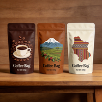 Sachets de café en Mylar de qualité alimentaire imprimés par gravure personnalisée, sachets autoportants de 3,5 g/14 g/28 g avec fermeture éclair refermable
