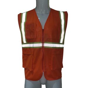 CITICITY - Chaleco Industrial de Alta Visibilidad al por Mayor, Chaleco de Seguridad Reflectante de Malla de Poliéster Naranja con Múltiples Bolsillos y Cremallera - Product Image 3