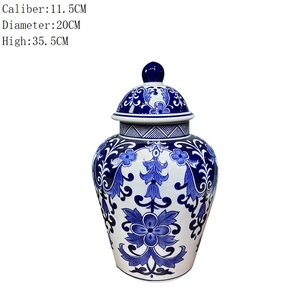 세련된 골동품 파란색과 흰색 사용자 정의 세라믹 항아리 유럽과 미국 스타일 홈 꽃병 장식 - Product Image 6