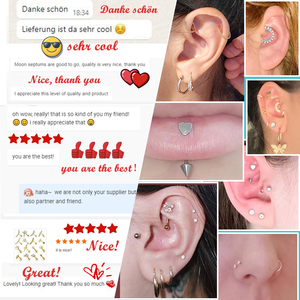 AFTM F136 titanio CNC conjunto pequeño búho caracola libélula Cruz con CZ 16G roscado internamente Labret superior oreja anillo hélice pendiente - Product Image 6