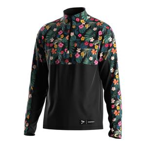 Suéter con Cierre de Cremallera 1/4 para Hombre, Diseño Floral, Color Negro, Cuello Alto - Product Image 1