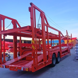 Semi-<span class=keywords><strong>remorque</strong></span> de transport de voitures à double pont 6/8/10 avec 2/3 essieux Suspension pneumatique Matériau en acier Transporteur de voitures Remorques de camions - Product Image 5