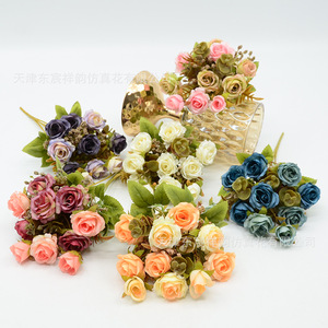 ดอกกุหลาบประดิษฐ์ Dongchen Crafts ช่อดอกไม้ผ้าไหมขนาด 31 ซม. สำหรับตกแต่งงานแต่งงานและบ้าน - Product Image 3