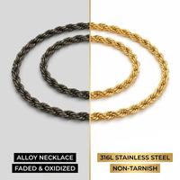Colliers en Chaîne Corde en Acier Inoxydable 316L Personnalisés, Plaqué Or 18K PVD, Étanche et Inaltérable, Vente en Gros, Cadeau pour Hommes et Femmes