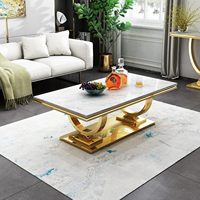 Table à thé moderne en marbre de luxe en acier inoxydable Ensembles de table basse centrale pour la maison Villa Chambre à coucher en plein air