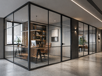 Cloison de bureau panoramique en verre série 100, mur en verre insonorisé, cloison pour zone de réception de bureau commercial