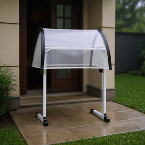 Auvent de protection contre la pluie 100 x 80 en alliage d'aluminium avec supports blancs et noirs, accessoires pour portes et fenêtres, design minimaliste - Product Image 2