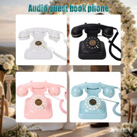 Livre de messages pour invités audio Téléphone rose 32GB Grande mémoire Fournitures de mariage romantique Téléphone d'enregistrement rétro Cadeau de mariage