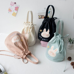 Sac fourre-tout mini personnalisé en toile, version coréenne, sac seau à cordon, sac à déjeuner, petit sac à main en tissu - Product Image 2
