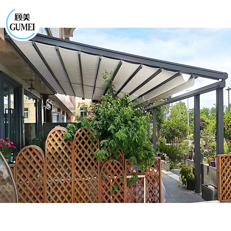 Auvent d'ombrage motorisé rétractable auvent pergola terrasse extérieure stores coulissants toit rétractable pour restaurants ou bars