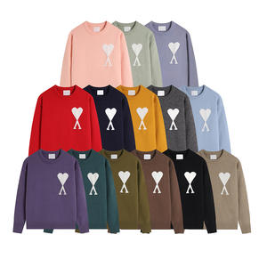 <span class=keywords><strong>Pull</strong></span> en coton respirant décontracté à col montant rayé pour homme et femme, nouveau modèle automne-hiver, style cœur AMI CLAMS - Product Image 3