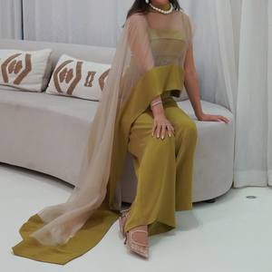 Nouvelle Collection Printemps 2026 – Ensemble Élégant 2 Pièces : Gilet Asymétrique en Gaze et Combinaison Ample à Jambes Larges pour Soirées et Cérémonies Féminines - Product Image 2